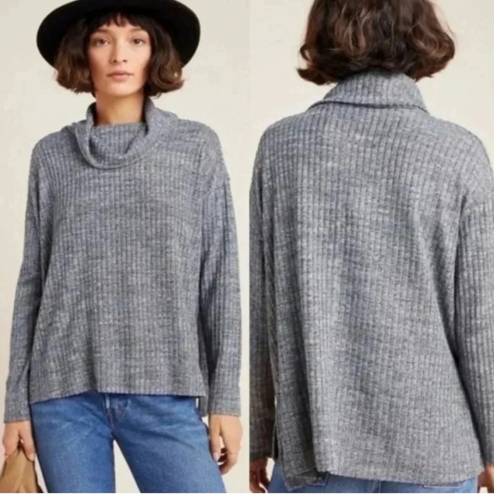 Anthropologie Maeve Ribbed Turtleneck Oversized Sweater